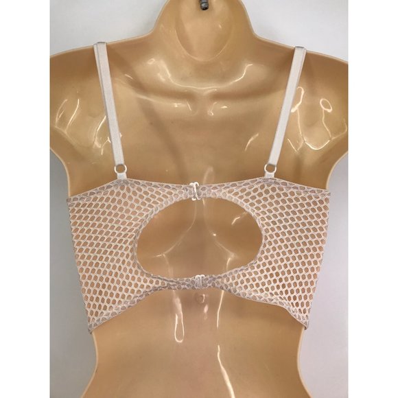 Victoria's Secret Very Sexy Demi Long Line Mesh Front Zip Bra Nude Beige 34C - Picture 3 of 4